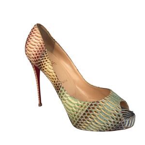 Christian Louboutin Womens 40.5/9.5 Very Prive Rainbow Watersnake Heels